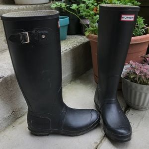 hunter original rain boot tall matte black size 9
